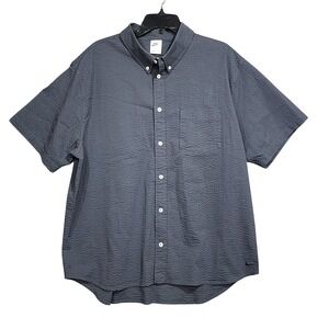 Nike Life Shirt Short Sleeve Seersucker Button Down Dark Charcoal Gray XL